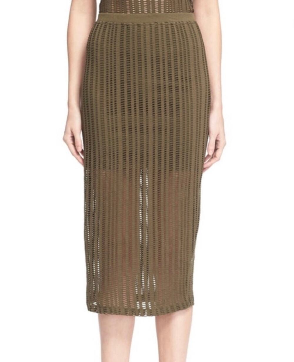 T Alexander Wang Mesh Skirt in olive green WOMENS